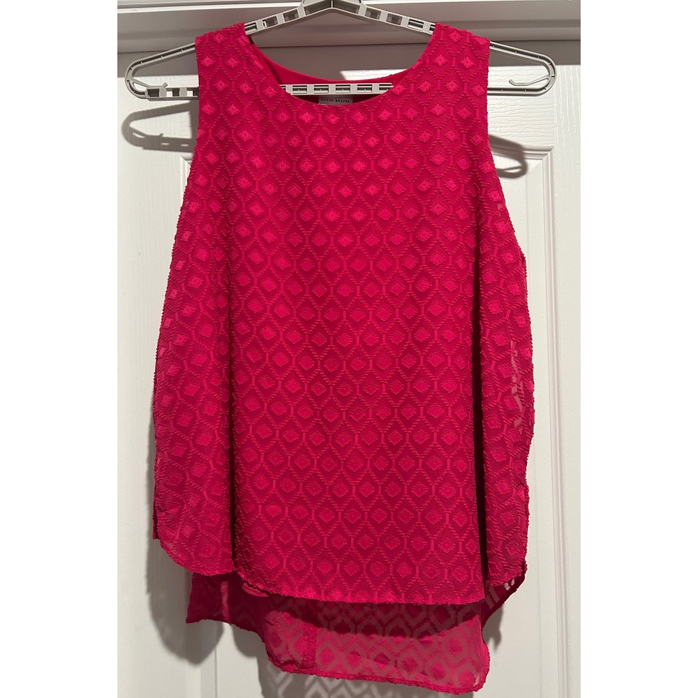 Susan Graver Womens Sleeveless Textured Pink Blouse Size 2X 3XL Tank Top